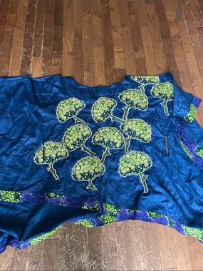 Blue Floral Tree Embroidered Women's Blouse